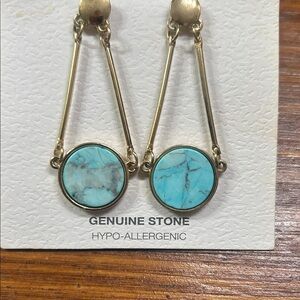 Turquoise and Gold Dangle Earrings